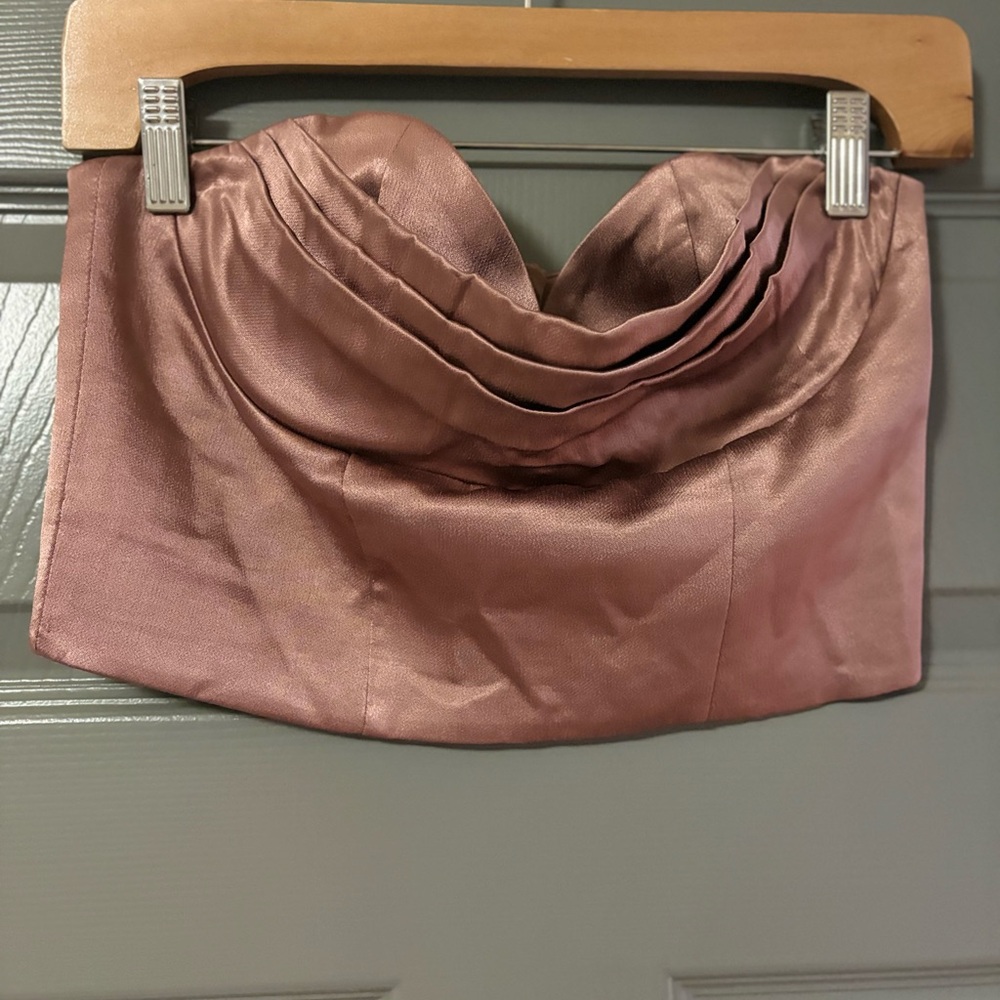 Zara Dark Pink Satin Effect Crop Top size medium